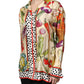Dolce & Gabbana Multicolor Vegetables Silk Long Sleeves Top