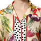 Dolce & Gabbana Multicolor Vegetables Silk Long Sleeves Top