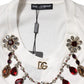 Dolce & Gabbana White Cotton Logo Crystal Detailing Tank Top