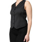 Dolce & Gabbana Black Striped Button Down Sleeveless Vest Top