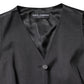 Dolce & Gabbana Black Striped Button Down Sleeveless Vest Top