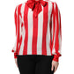 Dolce & Gabbana Red White Stripes Ascot Collar Blouse Top