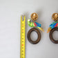 Dolce & Gabbana Multicolor Parrot Wood Brass Crystal Embellished Earrings