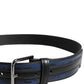 Dolce & Gabbana Black Blue DG Logo Silver Metal Buckle Belt
