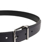 Dolce & Gabbana Black Classic Calf Leather Silver Buckle Belt