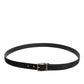 Dolce & Gabbana Black Calf Leather Classic Metal Buckle Belt