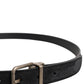 Dolce & Gabbana Black Calf Leather Classic Metal Buckle Belt