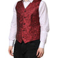 Dolce & Gabbana Red Floral Brocade Formal Men Waistcoat Vest