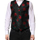 Dolce & Gabbana Red Floral Brocade Formal Men Waistcoat Vest
