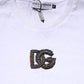 Dolce & Gabbana White Logo Embroidery Crew Neck T-shirt