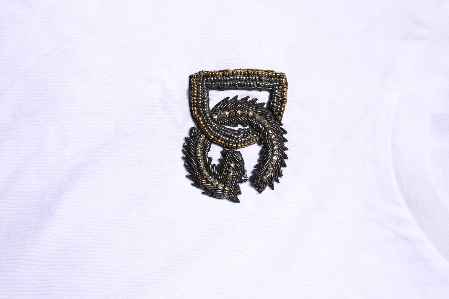 Dolce & Gabbana White Logo Embroidery Crew Neck T-shirt