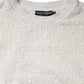 Dolce & Gabbana White Cotton Fleece Crew Neck Sweater