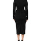 Dolce & Gabbana Black Long Sleeves Sheath Midi Dress