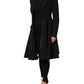 Les Hommes Black Polyester Single Breasted Trench Coat Jacket