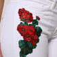 Dolce & Gabbana White Floral Sequined GIRLY Denim Jeans