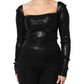 Dolce & Gabbana Black Viscose Long Sleeves Fitted Blouse Top