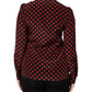 Dolce & Gabbana Black Red Polka Dot Silk Long Sleeves Top