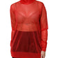 Dolce & Gabbana Red Tulle Turtleneck Long Sleeve Blouse Top