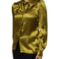 Dolce & Gabbana Green Ascot Collar Long Sleeves Blouse Top
