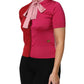 Dolce & Gabbana Pink Short Sleeves Buttoned Ascot Collar Top
