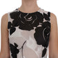 Dolce & Gabbana Black White Floral Silk Sheath Gown Dress