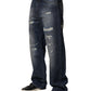 Dolce & Gabbana Blue Washed Tattered Cotton Men Jeans