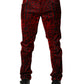 Dolce & Gabbana Red Leopard Print Cotton Skinny Denim Jeans