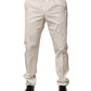 Dolce & Gabbana White Cotton Dress Slim Formal Pants