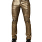 Dolce & Gabbana Gold Tattered Cotton Stretch Slim Denim Jeans