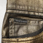 Dolce & Gabbana Gold Tattered Cotton Stretch Slim Denim Jeans