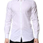 Dolce & Gabbana White GOLD Crown Cotton Dress Formal Shirt