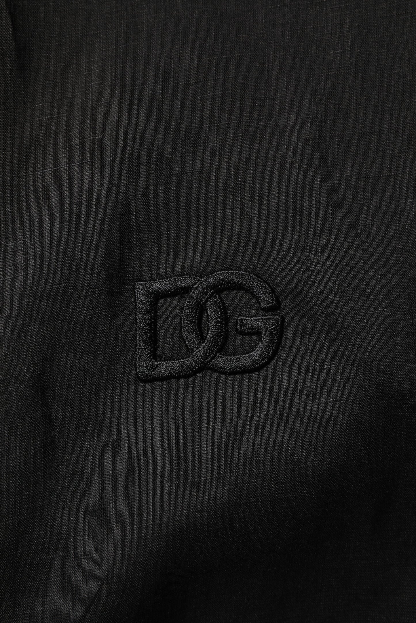 Dolce & Gabbana Black Linen Long Sleeves Men Casual Shirt