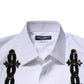 Dolce & Gabbana White GOLD Embellished Formal Men Dress Shirt