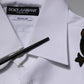 Dolce & Gabbana White GOLD Embellished Formal Men Dress Shirt