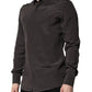 Dolce & Gabbana Dark Brown Silk GOLD Men Dress Formal Shirt