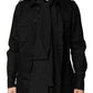 Dolce & Gabbana Black Polka Dot Collar Tie Neck Casual Shirt