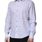 Dolce & Gabbana White Blue Striped Cotton Dress Formal Shirt