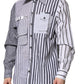 Dolce & Gabbana White Gray Striped Cotton Men Casual Shirt