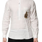 Dolce & Gabbana White DG Crown Embellish Dress Formal Shirt