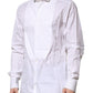 Dolce & Gabbana White GOLD Bib Poplin Dress Men Formal Shirt