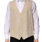 Dolce & Gabbana Beige Linen Dress Formal Men Waistcoat Vest