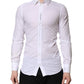 Dolce & Gabbana White GOLD Long Sleeves Dress Men Formal Shirt