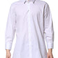 Dolce & Gabbana White GOLD Long Sleeve Dress Men Formal Shirt