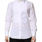 Dolce & Gabbana White GOLD Cotton Bib Dress Formal Shirt
