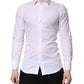 Dolce & Gabbana White GOLD Cotton Long Sleeve Men Formal Shirt