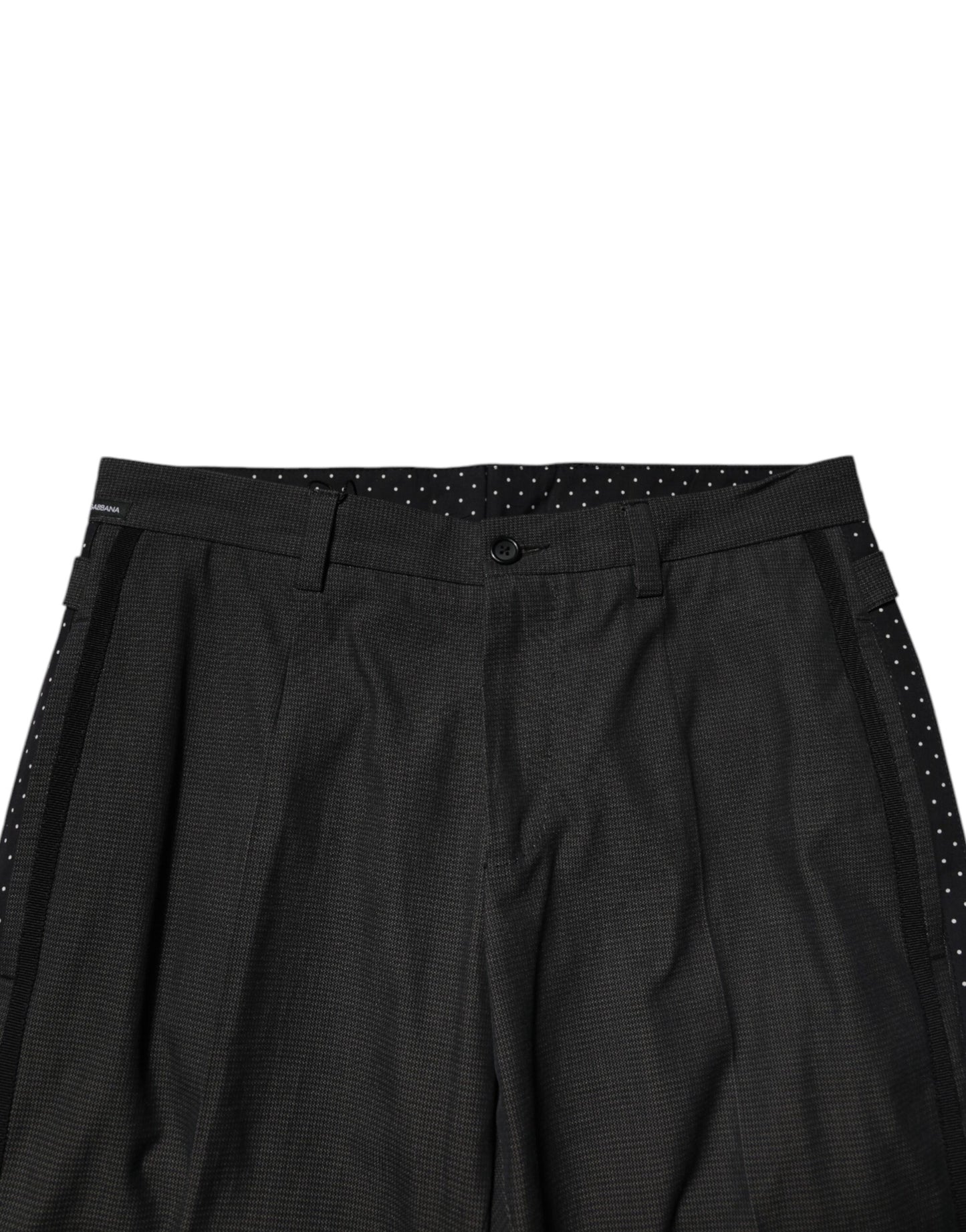 Dolce & Gabbana Gray Cotton Patterned Formal Pants