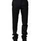 Dolce & Gabbana Black Wool Striped Formal Pants