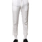 Dolce & Gabbana White Linen Mid Waist Cropped Pants