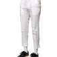 Dolce & Gabbana White Linen Mid Waist Cropped Pants