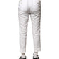 Dolce & Gabbana White Linen Mid Waist Cropped Pants